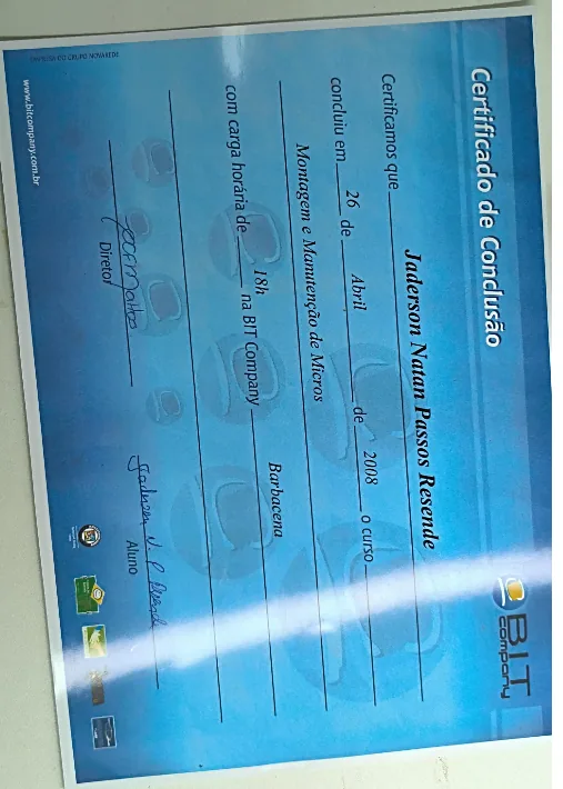 Certificado do curso